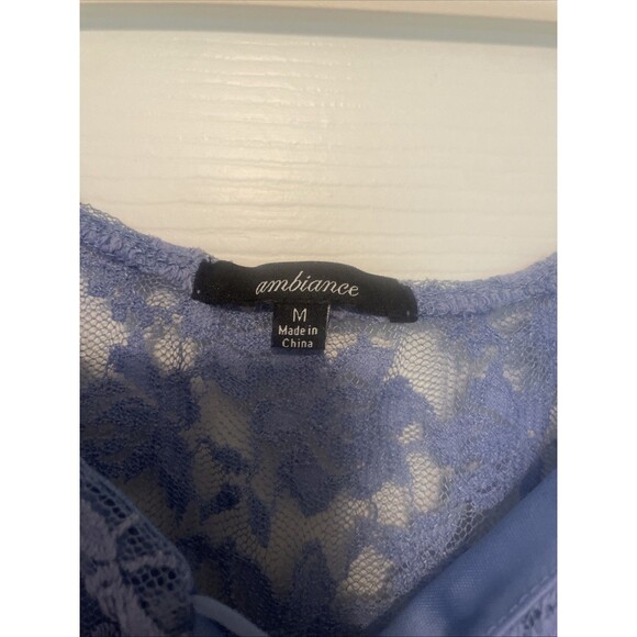 (15.99) Medium Indigo Ambiance Lace Crop Belle Sleeve Mesh Top - Picture 3 of 5